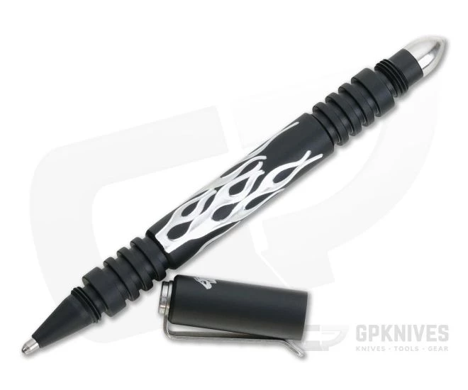 Hinderer Knives Investigator Pen Flames Matte Black Aluminum 0866 - Image 2