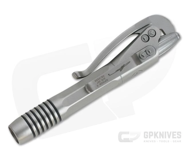 Microtech Siphon II Signature Claw Logo Engraved Bead Blast Stainless Steel Ink Pen 401-SS-BBCS - Image 3