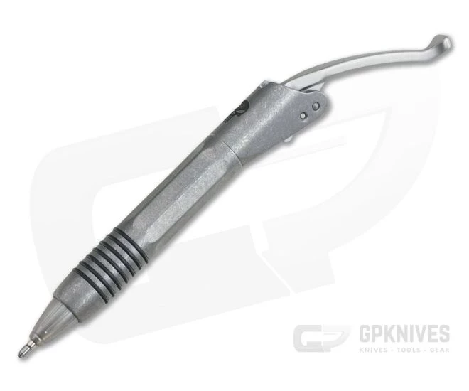 Microtech Siphon II Ink Pen Signature Series Skull Stonewashed Stainless Steel 401-SS-SWSS