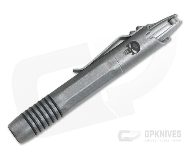 Microtech Siphon II Ink Pen Signature Series Skull Stonewashed Stainless Steel 401-SS-SWSS - Image 2