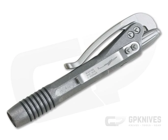 Microtech Siphon II Ink Pen Signature Series Skull Stonewashed Stainless Steel 401-SS-SWSS - Image 3