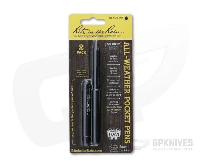 Rite In The Rain No. BK92 Black Pokka All-Weather Pocket Pen 2 Pack - Image 3