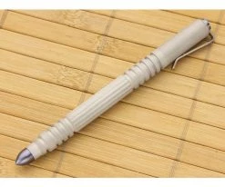 Hinderer Knives Investigator Pen Raw Blasted Aluminum - Blue Hardware