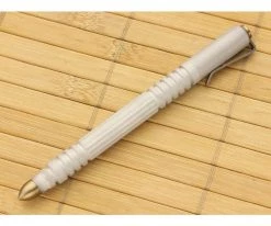 Hinderer Knives Investigator Pen Raw Blasted Aluminum - Bronze Hardware