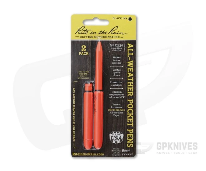 Rite In The Rain No. OR92 Orange Pokka All-Weather Pocket Pen 2 Pack - Image 3