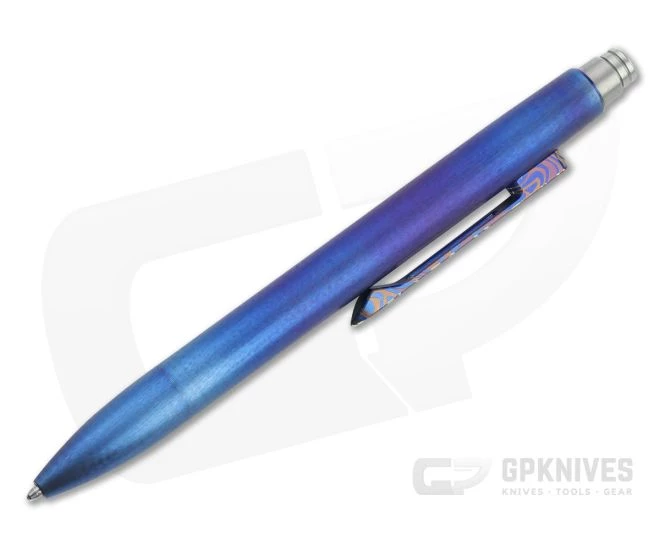 Tuff-Writer Retro Click Pen Brushed Blue Titanium Ink Pen - Image 2