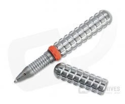 Audacious Concept Tenax Pen Orange Ring Stonewashed Titanium EDC Ink Pen TNX-TIT-STW-ORG