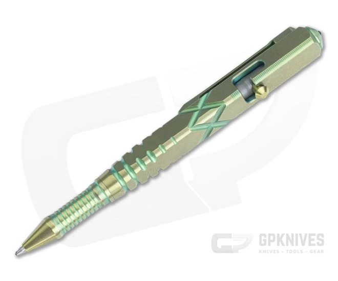 WE Knives TP-02B Green Titanium Bolt Action Ink Pen - Image 2